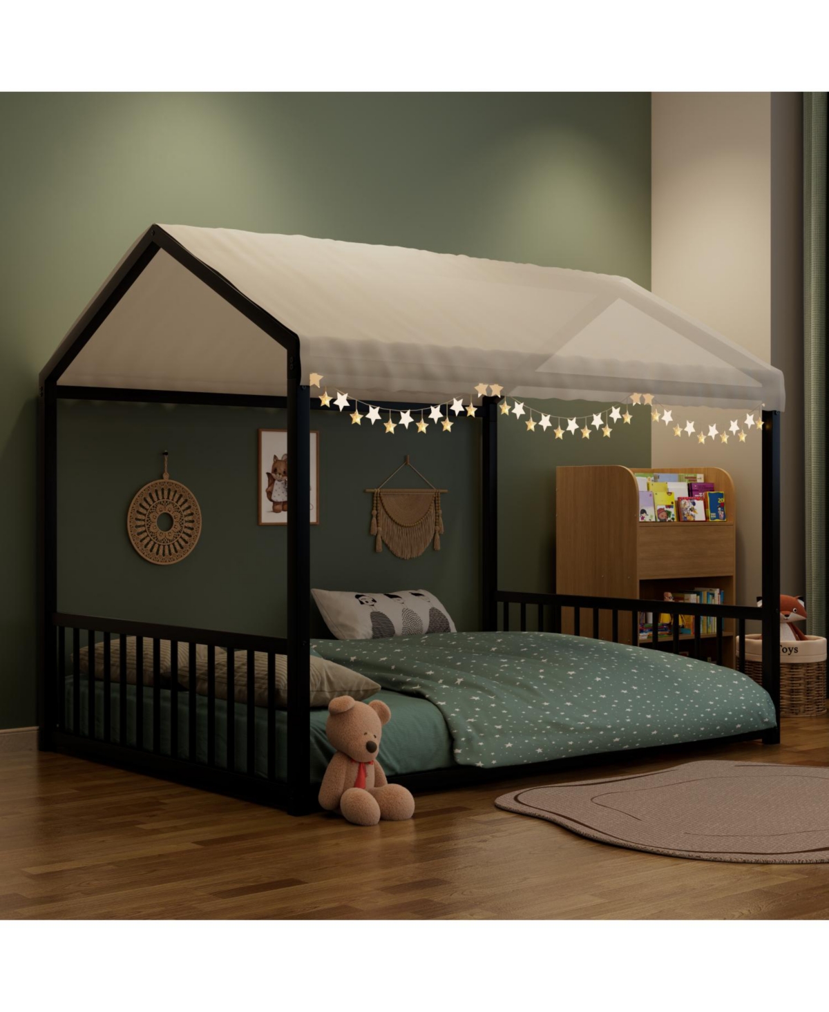 Streamdale Furniture Metal Montessori Design, Safety Rails, Low-to-Ground Frame Bed