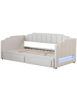 Twin XL Extendable Upholstered Daybed with Storage & LED