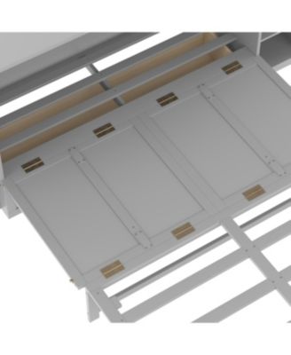 Streamdale Queen size Murphy bed with storage drawers and shelves. Light gray