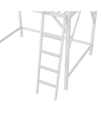 Metal Full Loft Bed with Storage Shelves