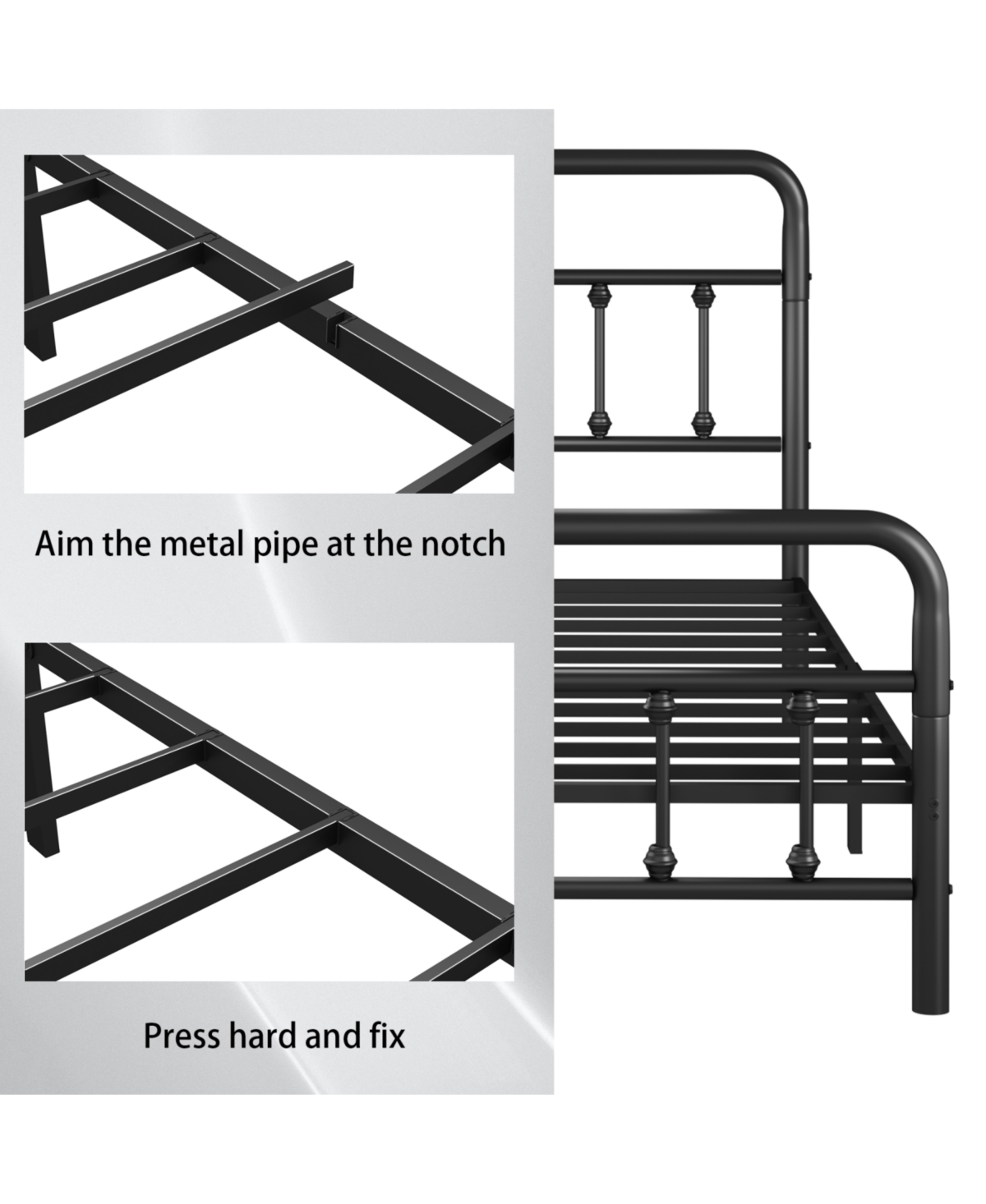 Streamdale Queen Metal Bed Frame with Headboard, Black