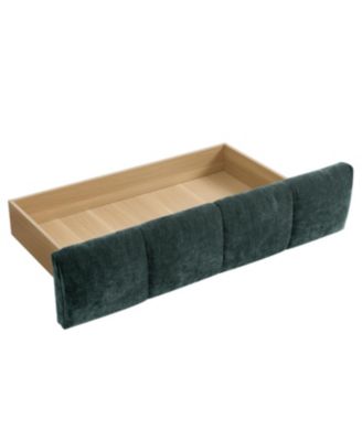 Queen Size Upholstered Bed with Storage Drawer - Green