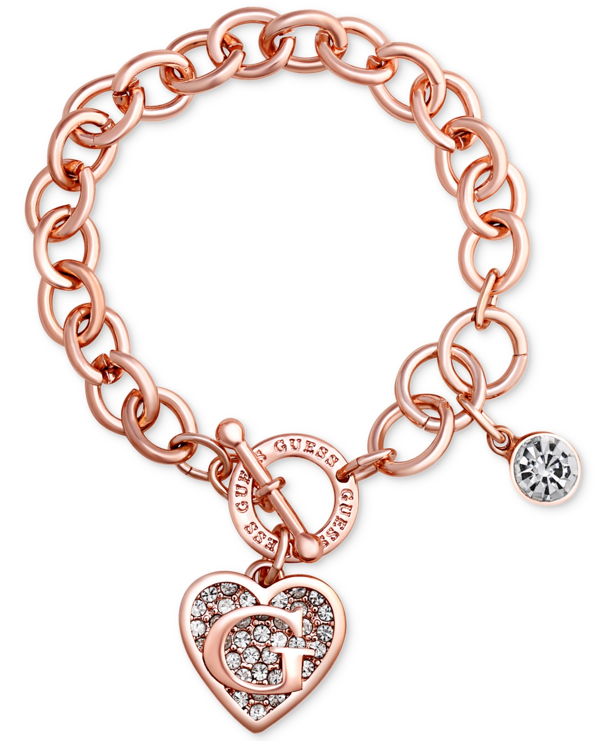 Rose Gold-Tone Link Charm Bracelet - Rose Gold