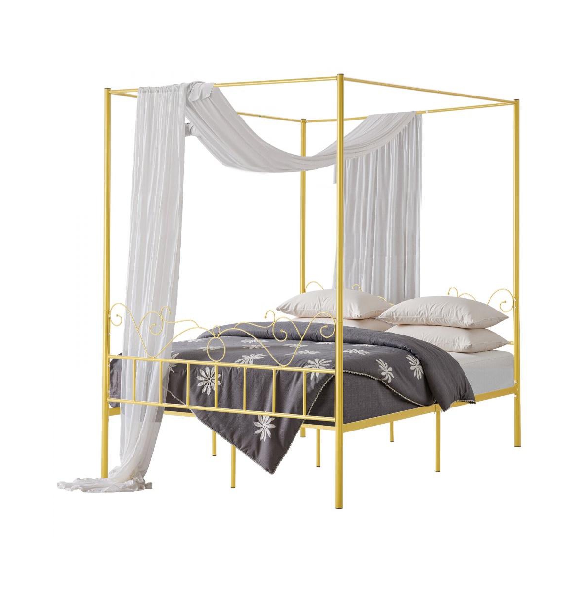 Slickblue Metal Canopy Bed Frame with Headboard and Four Poster Style
