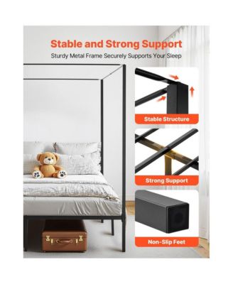 Four Poster Metal Canopy Bed Frame for Modern Bedroom