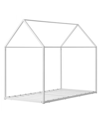 Kids Floor Bed with Roof Design and Metal Frame