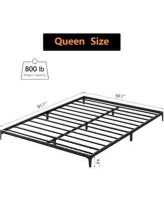 Queen Size Bed Frame 6 Inch Metal Platform Heavy Duty Low Bed Frame Sturdy Metal Slats Matte Black