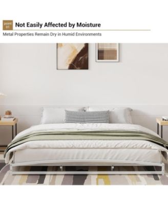 King Size 6 Inch Metal Platform Bed Frame Heavy Duty Strong Slat Support Underbed Storage