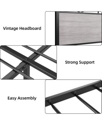 King Size Triangular Panel Platform Bed Light Gray Woodgrain Space-Saving No Box Spring