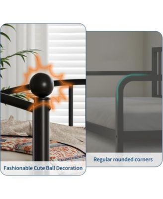 Twin Daybed Metal Sofa Bed Frame with Steel Slat Support Living Room Bedroom Guest Room Black