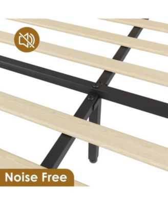 Full Size Rattan Bed Frame 2 Drawers Wooden Platform Rattan Headboard LED Lights Boho Storage Bed Noise Free No Box Spring Natural Oak