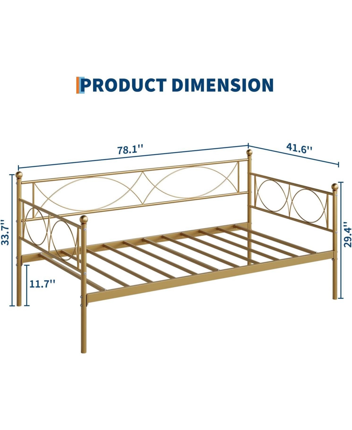 gaomon Twin Size Daybed Metal Frame with Trundle Heavy Duty Slats Mattress Foundation Platform Sofa Lockable Casters
