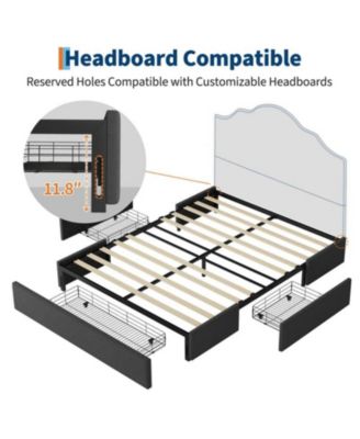 Queen Size Upholstered Platform Bed Frame