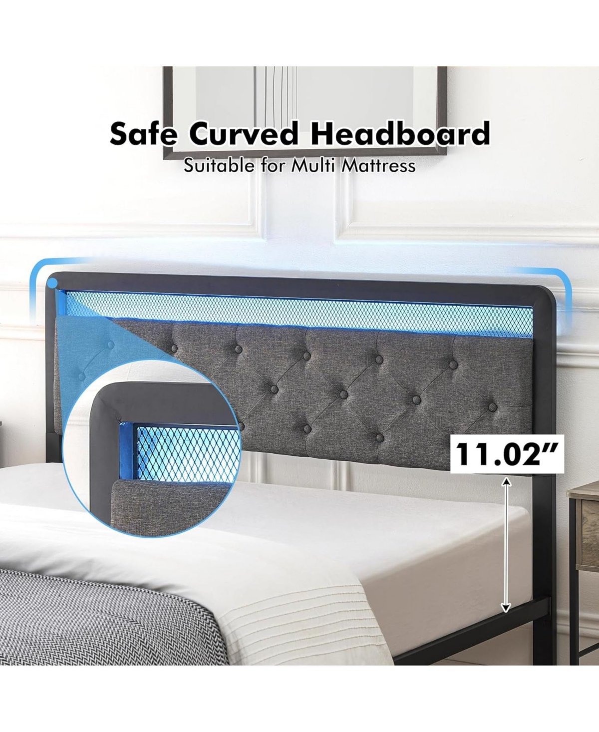 gaomon Easy Assembly Queen Size Upholstered Platform Bed Frame Space Saving, for Living Room, Guest Room