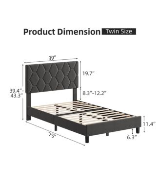 Easy Assembly Twin Bed Frame Upholstered Platform Bed Frame Space Saving, for Living Room, Guest Room