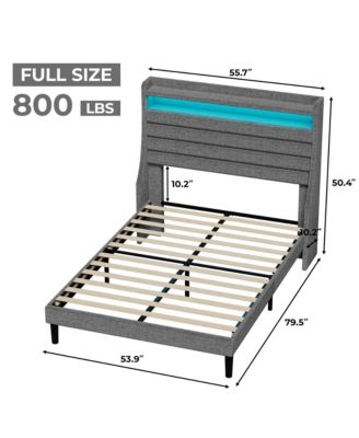 Full Bed Frame with USB Charging Station & LED Lights