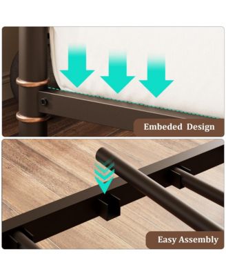 Daybed with Trundle,Twin Daybed with Pop Up Trundle Set,Metal Twin Bed Frame