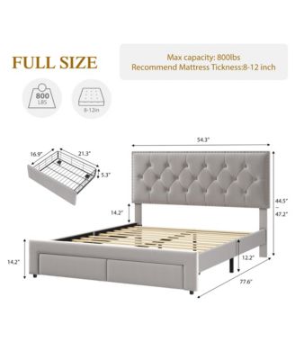 Queen Size Bed Frame with 2 Storage Drawers