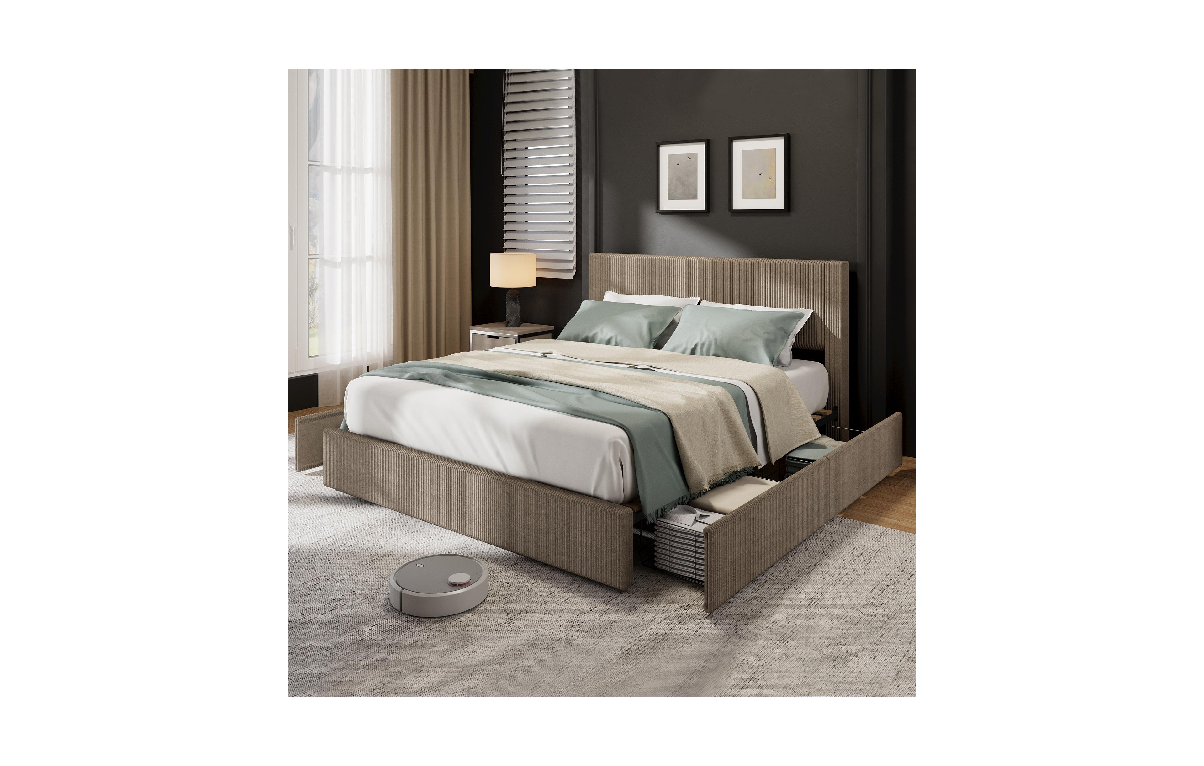 gaomon Queen Size Bed Frame with 4 Storage Drawers