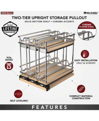 9" Pullout Organizer for Cabinets, 2 Tier Upright Shelf, 5WU2-3N1-1