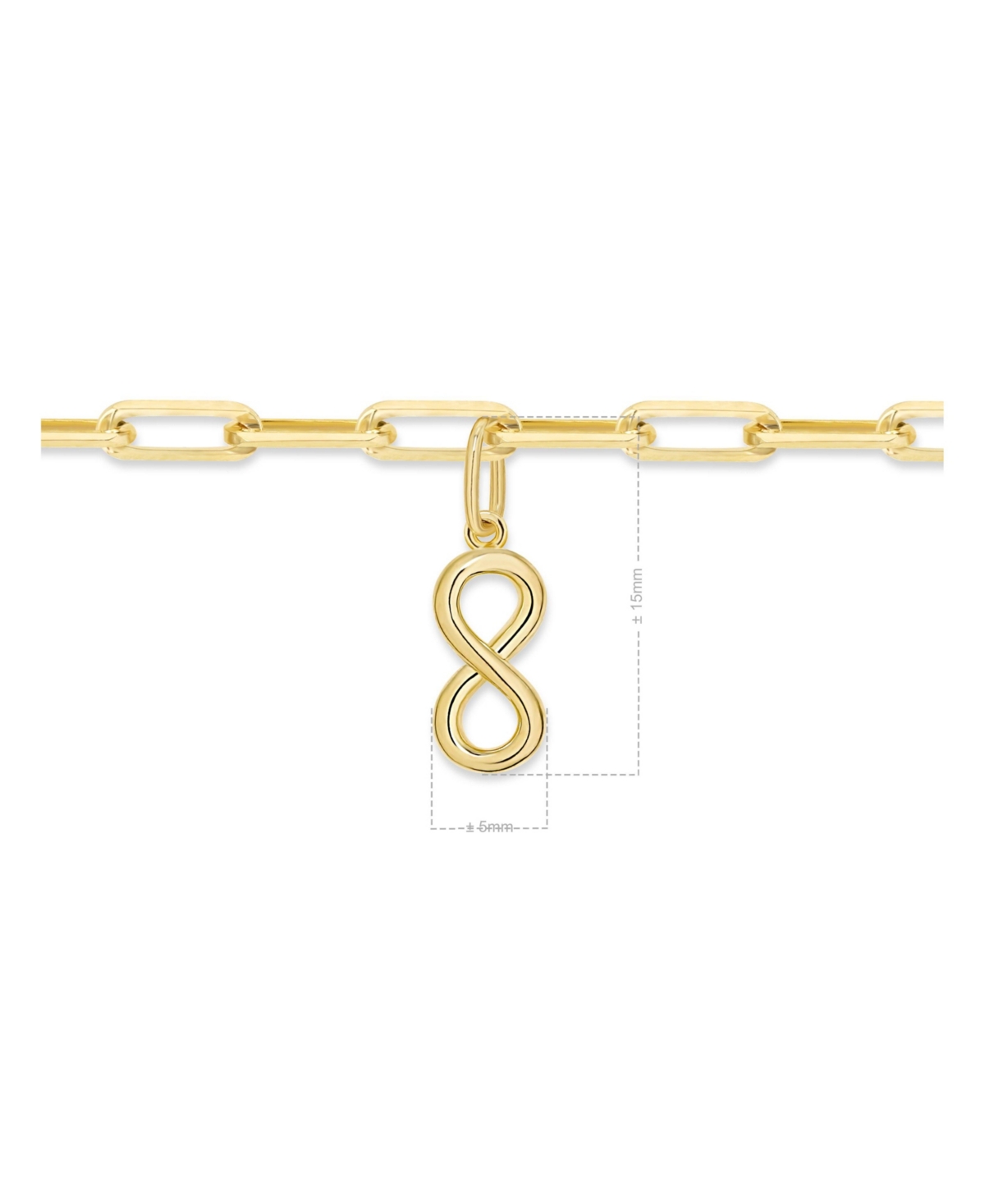 Devata Infinity Charm with Paperclip Chain Bracelet in 14K Gold, in