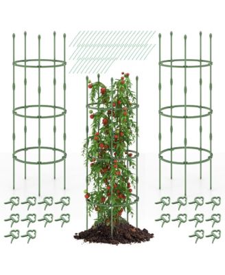 3-Pack Garden Tomato Trellis 60'' Plant Support Cage w/ Adjustable Size for Plants