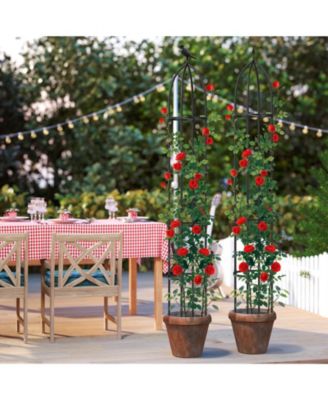 2-Pack Garden Obelisk Trellis for Climbing Plants Rustproof PE-Coated Metal Flower Trellis