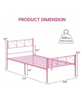Twin Size Bed Frame with Headboard and Footboard, Heavy Duty Metal Slat Support, No Box Spring Needed, Easy Assembly