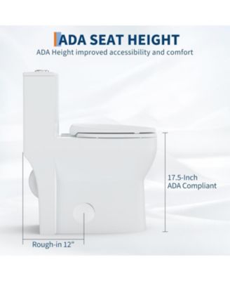 17.5 Inch Tall Toilet, One-Piece Round Toilet with ADA Comfort Chair Height Seat, Powerful 0.8/1.28L GPF Dual Flush