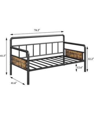 Twin Size Daybed Frame with Headboard - Sturdy Metal & MDF Sofa Bed for Living Room, Bedroom or Guest Room, Easy Assembly
