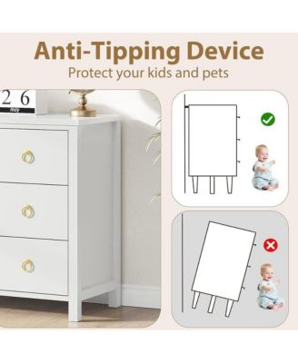 3-Drawer Boho Rattan Dresser, Tall Modern Chest for Bedroom, Closet, Living Room, Nursery, Large Storage Cabinet