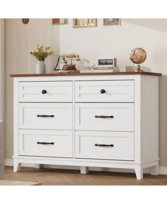 6-Drawer Modern Wooden Dresser, 47" Wide Storage Chest, Freestanding Closet Organizer for Bedroom, Living Room