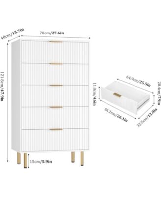 47.9" Tall 5-Drawer Wood Modern Dresser with Metal Handle