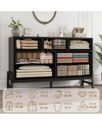 7-Drawer 52-Inch-Wide Wood Chest, Closet Storage Modern Freestanding Dresser