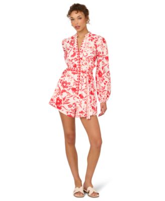 by Adrianna Papell Women's Printed Long-Sleeve Romper