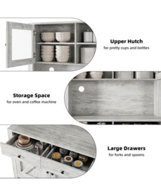 Modern Kitchen Food Cabinet with Adjustable Shelves, Spacious Countertop, Sturdy Organizer Pantry, Gray
