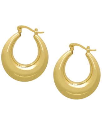 14k Gold Plated Brass Domed Hoop Earrings