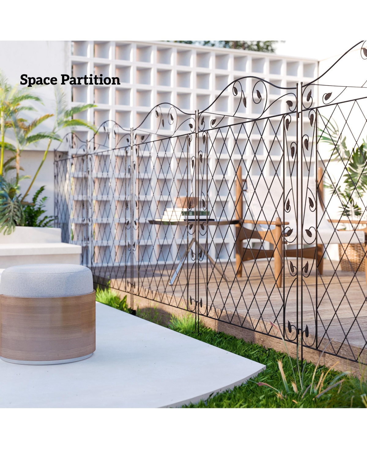 Outsunny Garden Fencing for Border Edging, Decor 11.5', 4 Pack, Round Vines