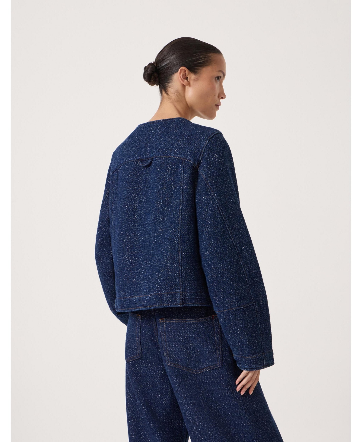 Hush Women's Collarless Lurex Denim Jacket