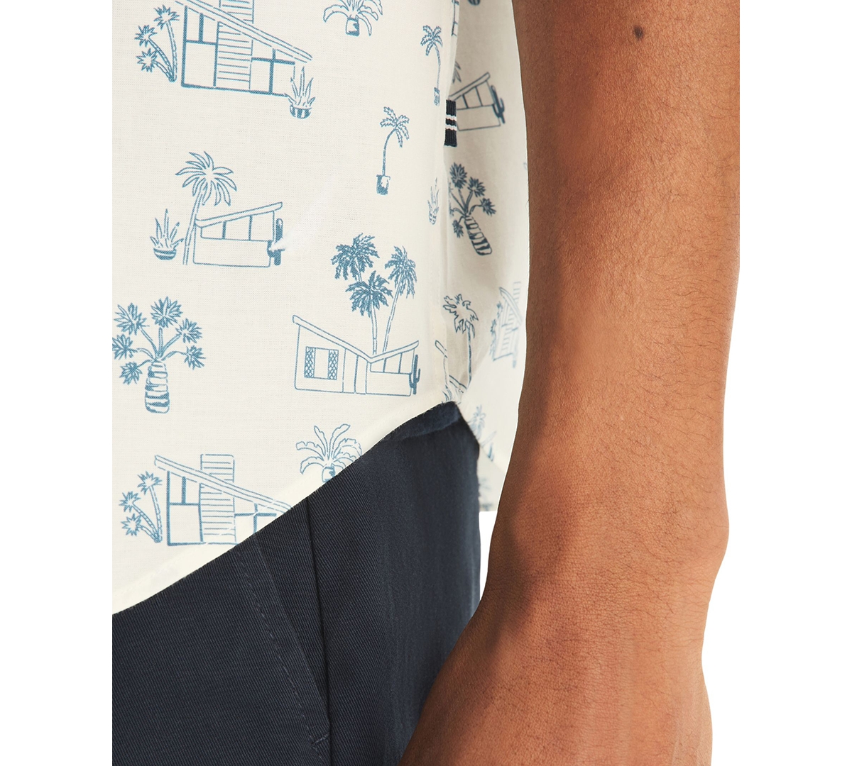 Nautica Men's Printed Straight Collar Short-Sleeve Shirt