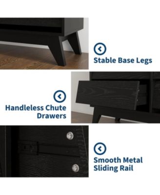 6-Drawer Vintage Modern Dresser Bedroom Chest with Bevel Design, TV Stand Storage for Entryway, Living Room, Closet