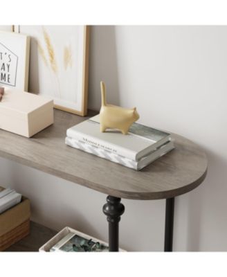 43.3" Brown Entryway Console Table with Two-Tier Storage, Sturdy Sofa Table, Narrow Hallway