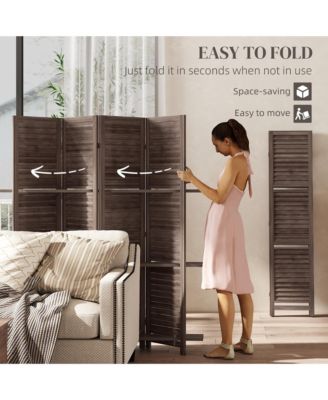 HOMCOM 4 Panel Privacy Screen, Room Divider with 3 Shelves
