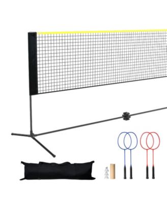 Adjustable Badminton and Volleyball Net, 20 ft Foldable Tennis Net Set with Poles, Bag, Rackets and Shuttlecocks for Backyard Indoor Outdoor