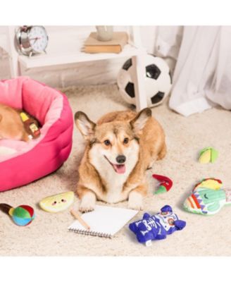 Mexican Style Squeaky Dog Toys, Cute Soft Plush Stuffed Crinkle Chew Puppy Toys for Small Medium Breed, 8 Packs