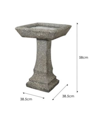 22.8" H Concrete Birdbath with Pedestal – 15" Dia Outdoor Freestanding Garden Bird Feeder & Bath for Patio, Yard, Decor