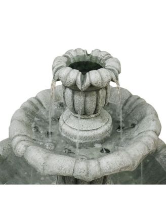 39.3”H 3-Tier Outdoor Floor Water Fountain – Concrete Cascading Fountain with Pump for Garden, Patio, Yard & Home Decor