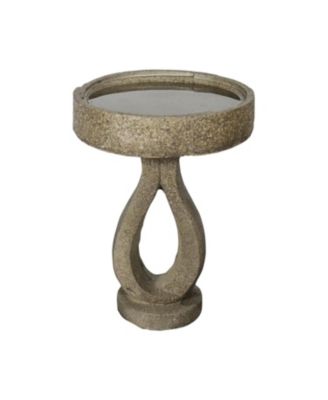 21.8” Concrete Birdbath – Modern Outdoor Garden Pedestal Statue for Patio, Yard & Contemporary Garden Decor, 15.7”Dia X 21.8”H