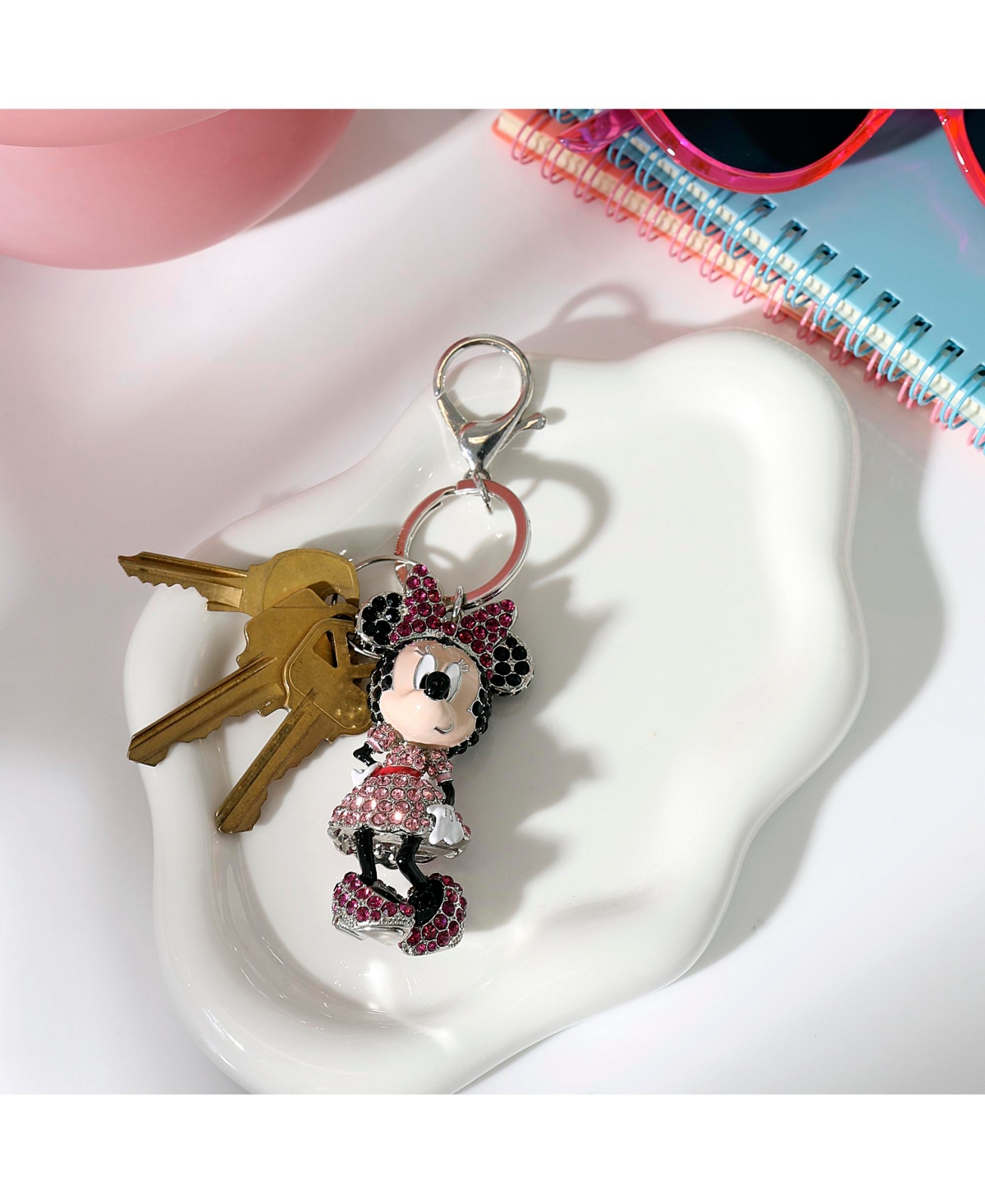 Disney Minnie Mouse Crystal Pave Bag Charm Keychain – Officially Licensed