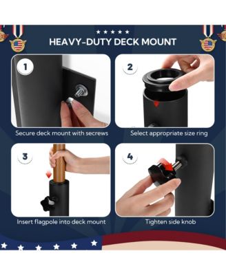 20 Ft Sectional Flag Pole Kit with Solar Light & Deck Mount Bravery MEGA Aluminum Inground Flagpole for Outdoor Patio Dock Side